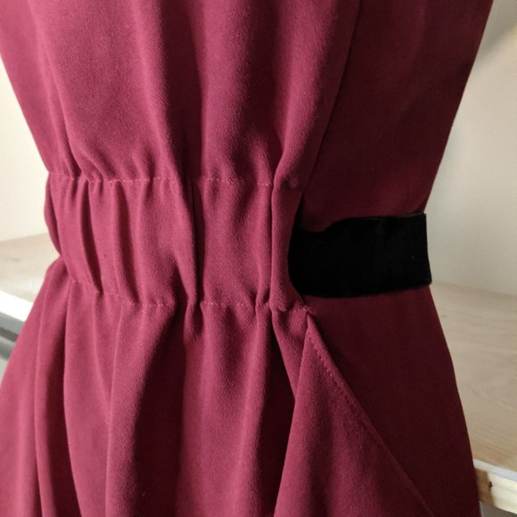 Zaikamoya Dark Red Dress with Black Velvet Sash - Picture 3 of 8